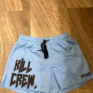 Kill Crew Light Blue Athletic Shorts with Black Logo